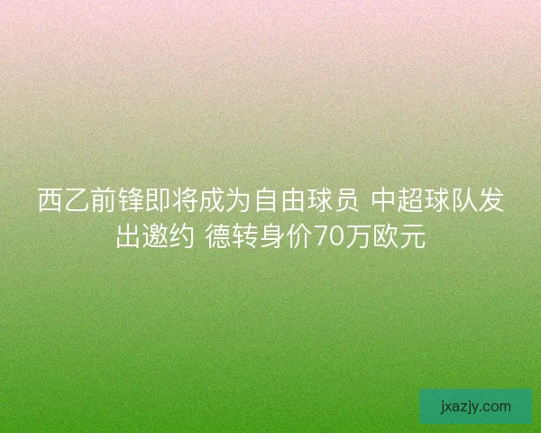 西乙前锋即将成为自由球员 中超球队发出邀约 德转身价70万欧元