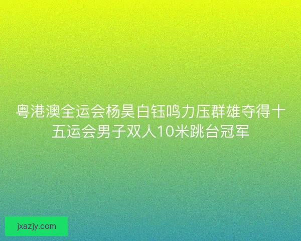 粤港澳全运会杨昊白钰鸣力压群雄夺得十五运会男子双人10米跳台冠军 粤港澳全运会杨昊白钰鸣力压群雄夺得十五运会男子双人10米跳台冠军